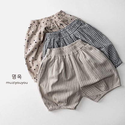 ハーフパンツ・ショートパンツ チェック/ストライプ/ドットプリントショートパンツ【mh0010465】