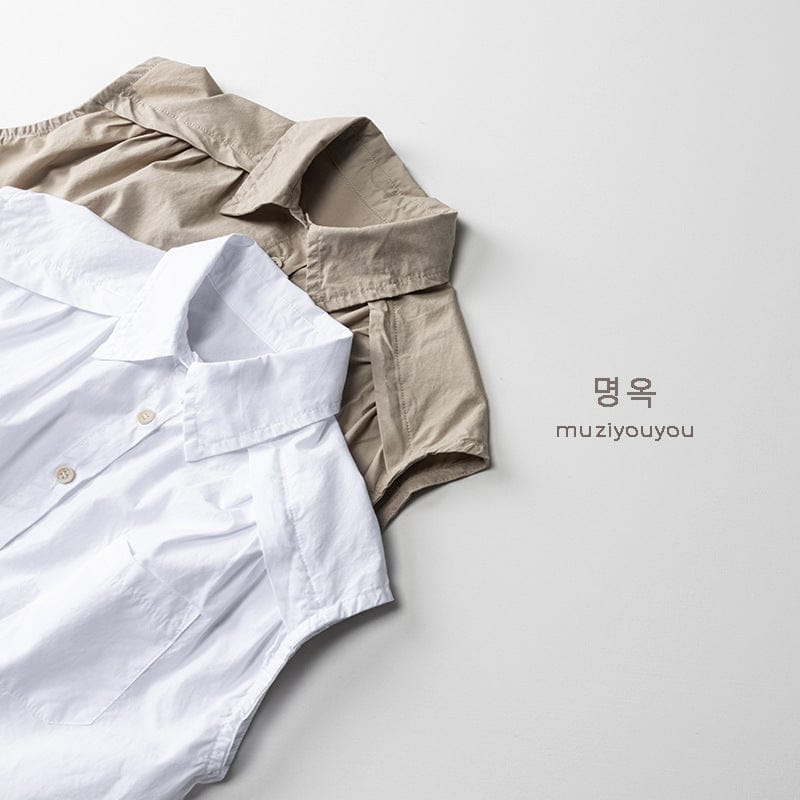 タンクトップ・キャミソール・ノースリーブトップス シンプルノースリーブシャツ【mh0010466】