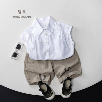 タンクトップ・キャミソール・ノースリーブトップス シンプルノースリーブシャツ【mh0010466】