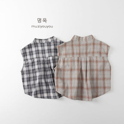 タンクトップ・キャミソール・ノースリーブトップス チェックノースリーブシャツ【mh0010467】