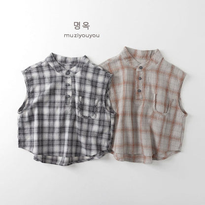 タンクトップ・キャミソール・ノースリーブトップス チェックノースリーブシャツ【mh0010467】