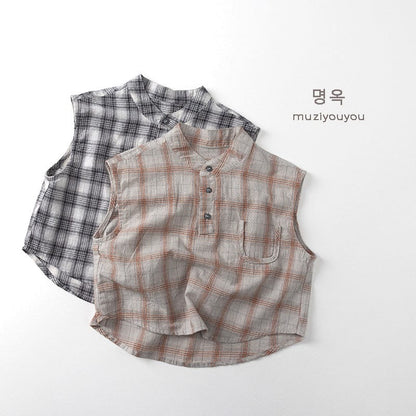 タンクトップ・キャミソール・ノースリーブトップス チェックノースリーブシャツ【mh0010467】