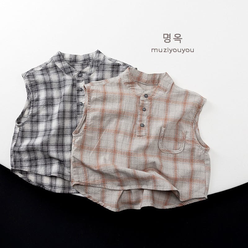 タンクトップ・キャミソール・ノースリーブトップス チェックノースリーブシャツ【mh0010467】