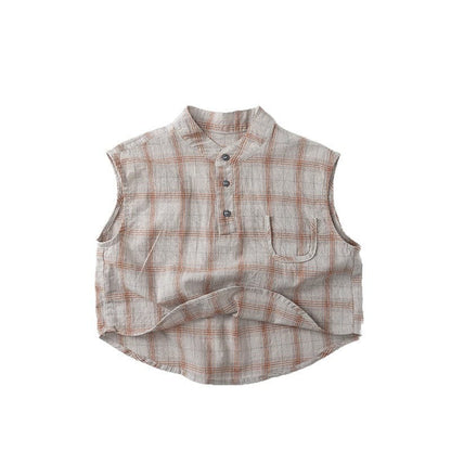 タンクトップ・キャミソール・ノースリーブトップス チェックノースリーブシャツ【mh0010467】