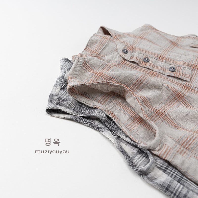 タンクトップ・キャミソール・ノースリーブトップス チェックノースリーブシャツ【mh0010467】