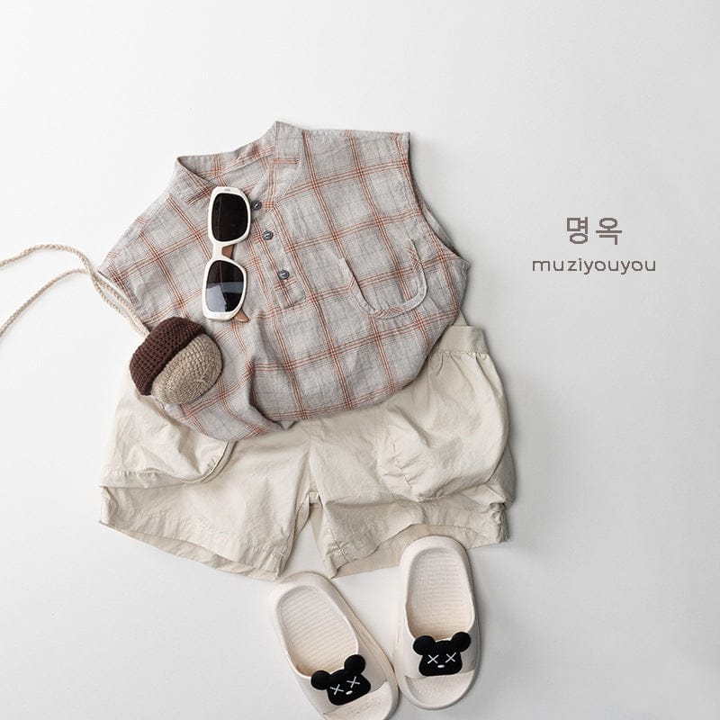 タンクトップ・キャミソール・ノースリーブトップス チェックノースリーブシャツ【mh0010467】