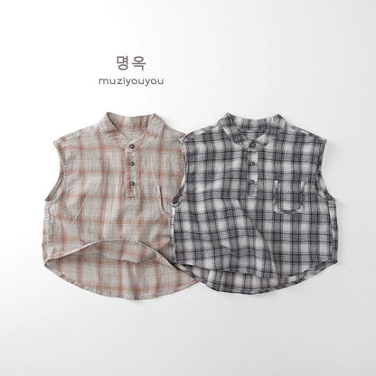 タンクトップ・キャミソール・ノースリーブトップス チェックノースリーブシャツ【mh0010467】