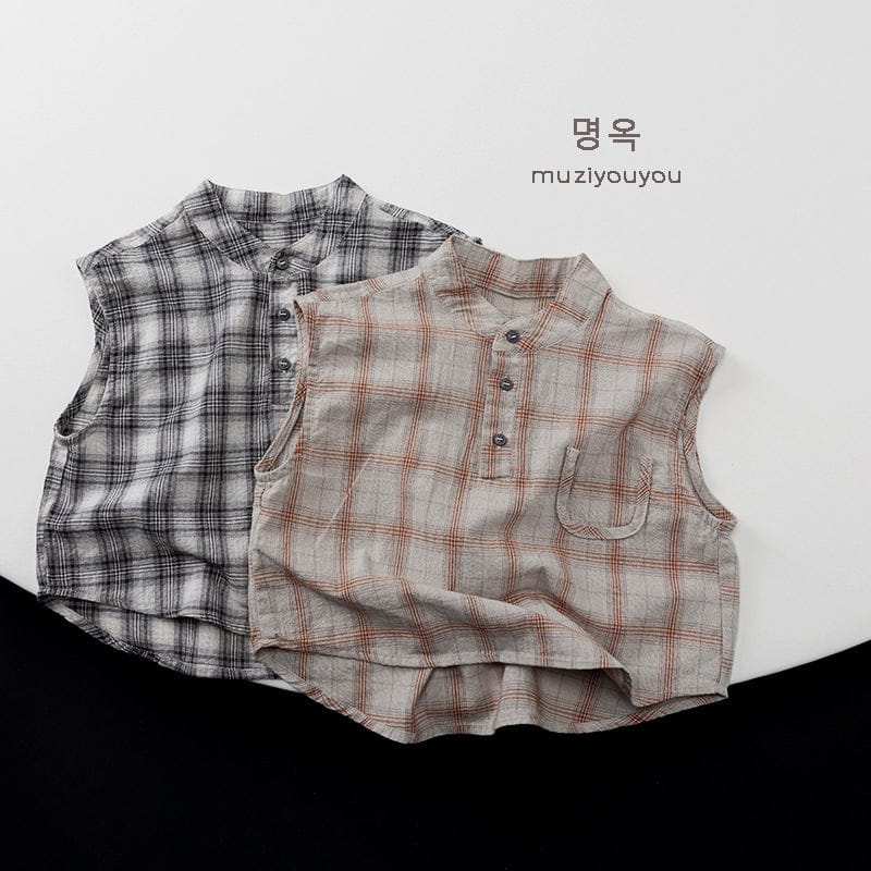 タンクトップ・キャミソール・ノースリーブトップス チェックノースリーブシャツ【mh0010467】