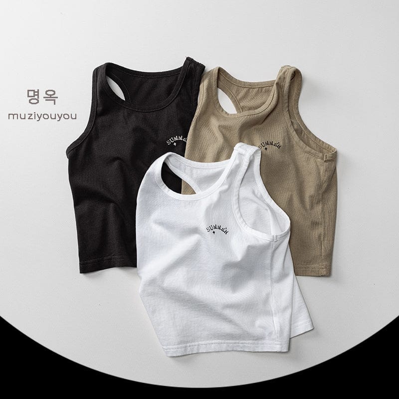 タンクトップ・キャミソール・ノースリーブトップス レターロゴワンポイントタンクトップ【mh0010471】