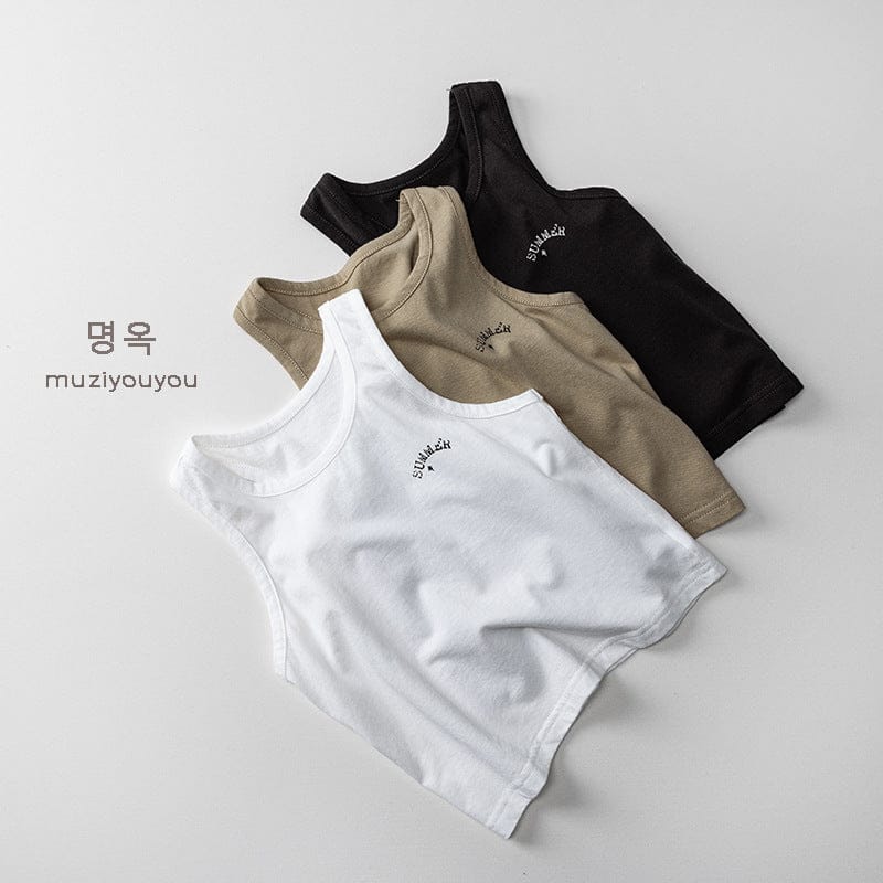 タンクトップ・キャミソール・ノースリーブトップス レターロゴワンポイントタンクトップ【mh0010471】