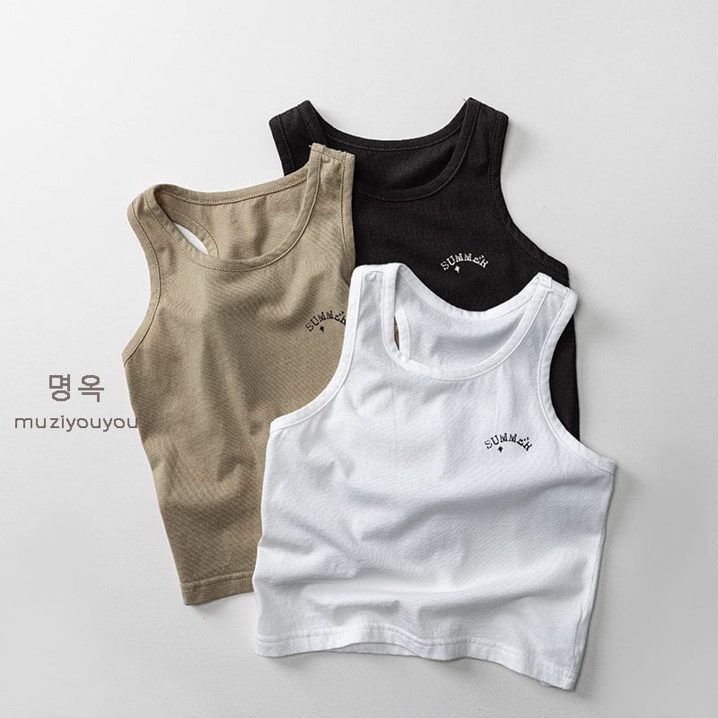 タンクトップ・キャミソール・ノースリーブトップス レターロゴワンポイントタンクトップ【mh0010471】