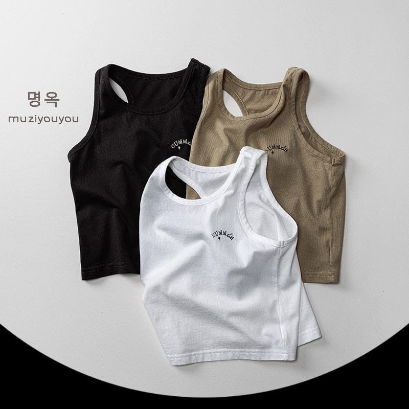 タンクトップ・キャミソール・ノースリーブトップス レターロゴワンポイントタンクトップ【mh0010471】