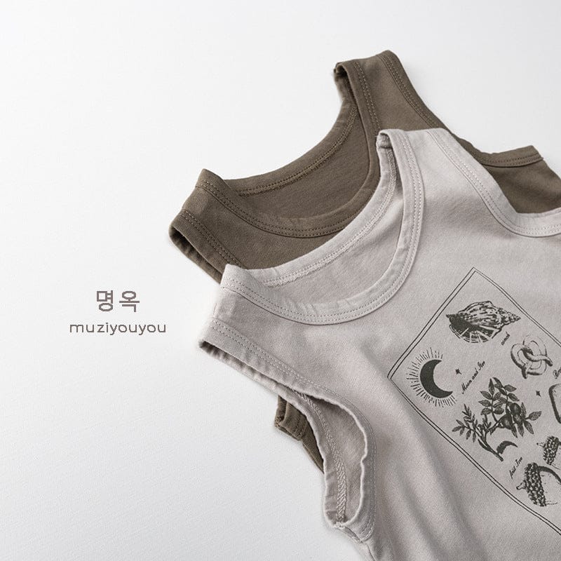 タンクトップ・キャミソール・ノースリーブトップス 植物プリント柄タンクトップ【mh0010473】