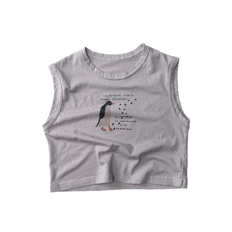 タンクトップ・キャミソール・ノースリーブトップス ペンギンプリント柄タンクトップ【mh0010474】
