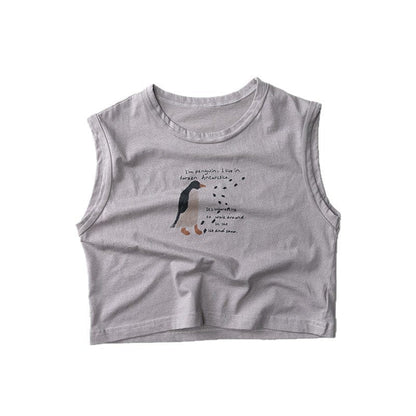 タンクトップ・キャミソール・ノースリーブトップス ペンギンプリント柄タンクトップ【mh0010474】