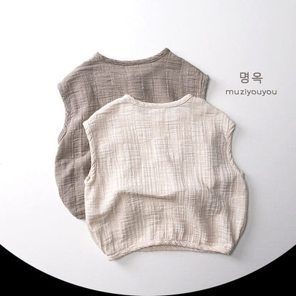 タンクトップ・キャミソール・ノースリーブトップス シンプルナチュラルノースリーブシャツ【mh0010475】