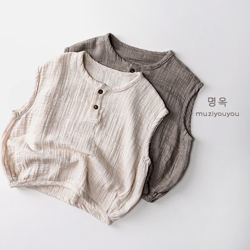 タンクトップ・キャミソール・ノースリーブトップス シンプルナチュラルノースリーブシャツ【mh0010475】