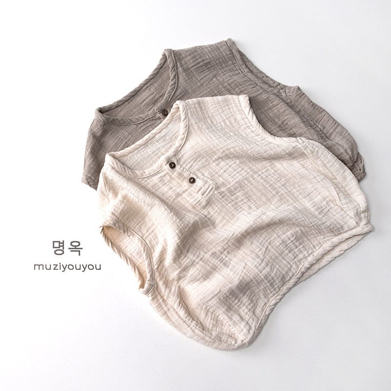 タンクトップ・キャミソール・ノースリーブトップス シンプルナチュラルノースリーブシャツ【mh0010475】