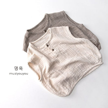 タンクトップ・キャミソール・ノースリーブトップス シンプルナチュラルノースリーブシャツ【mh0010475】