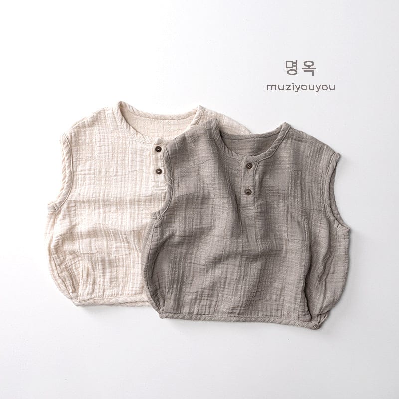 タンクトップ・キャミソール・ノースリーブトップス シンプルナチュラルノースリーブシャツ【mh0010475】