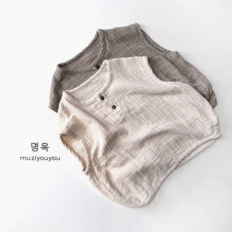 タンクトップ・キャミソール・ノースリーブトップス シンプルナチュラルノースリーブシャツ【mh0010475】