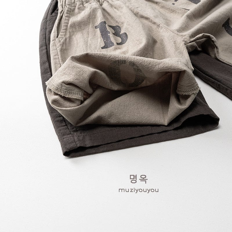 ロングパンツ・スウェットパンツ アルファベットプリントルーズハーフパンツ【mh0010476】