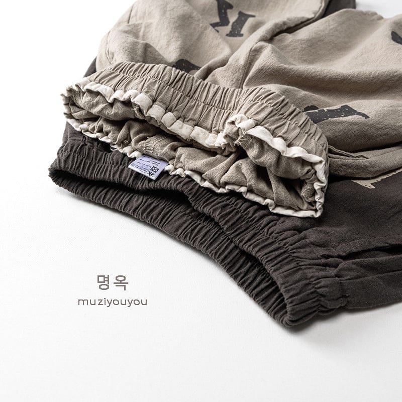 ロングパンツ・スウェットパンツ アルファベットプリントルーズハーフパンツ【mh0010476】