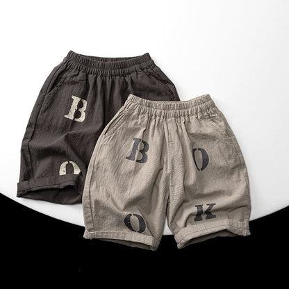 ロングパンツ・スウェットパンツ アルファベットプリントルーズハーフパンツ【mh0010476】