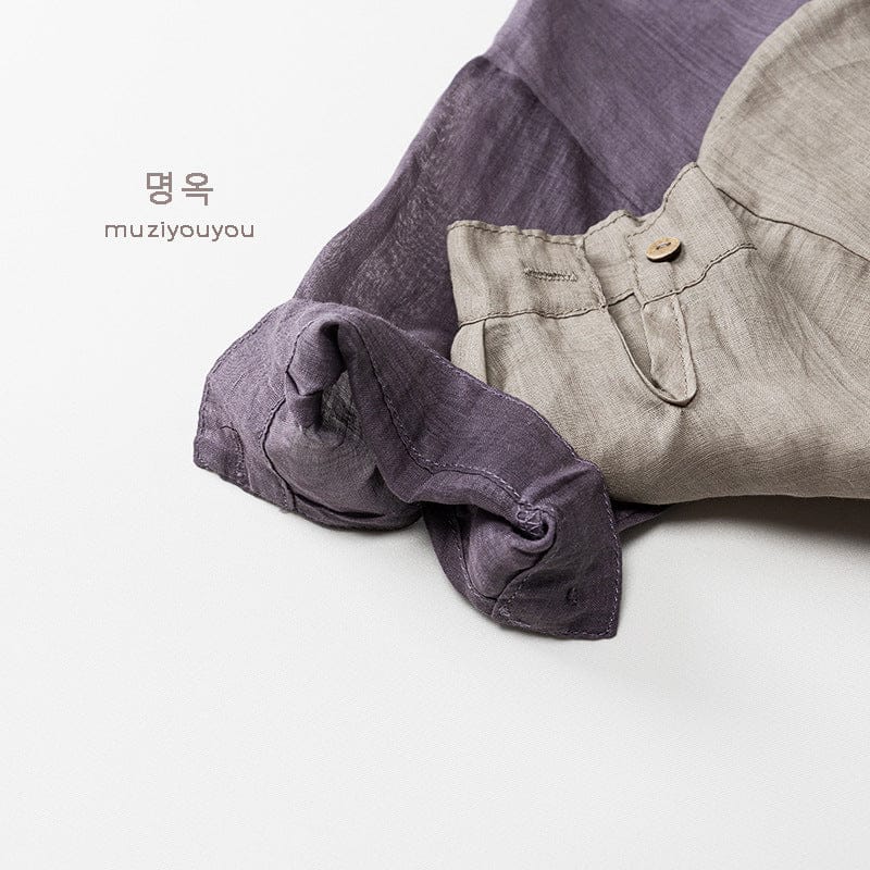 長袖シャツ・ブラウス ノーカラーシンプル薄手長袖シャツ【mh0010477】