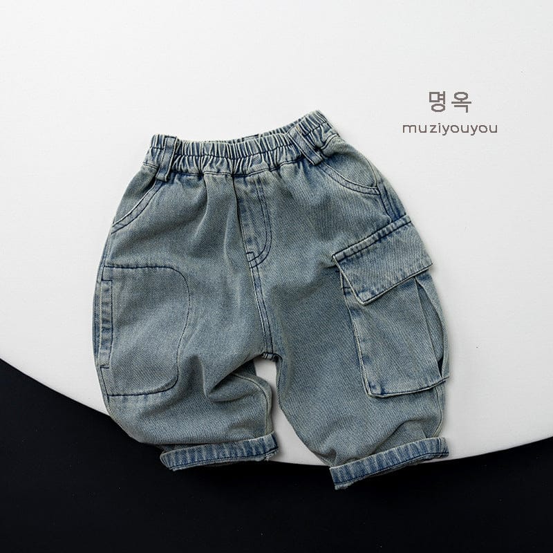 デニムパンツ ルーズデニムカーゴハーフパンツ【mh0010860】