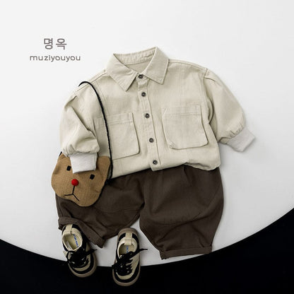 長袖シャツ・ブラウス ビッグポケット長袖コットンシャツ【mh0010869】