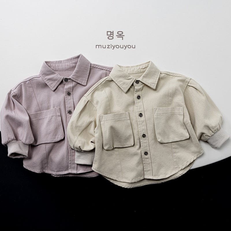 長袖シャツ・ブラウス ビッグポケット長袖コットンシャツ【mh0010869】