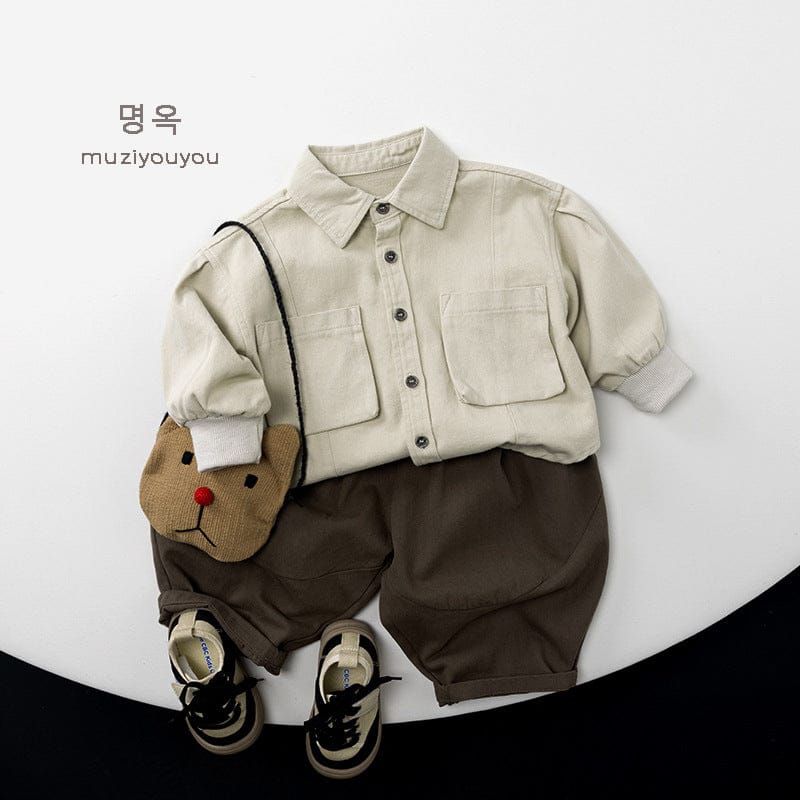 長袖シャツ・ブラウス ビッグポケット長袖コットンシャツ【mh0010869】