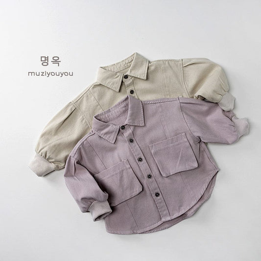 長袖シャツ・ブラウス ビッグポケット長袖コットンシャツ【mh0010869】