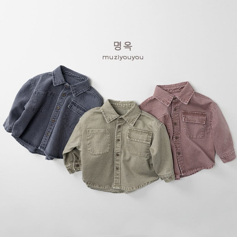 長袖シャツ・ブラウス くすみカラーコーデュロイ長袖シャツ【mh0010874】