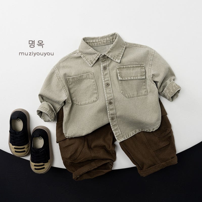 長袖シャツ・ブラウス くすみカラーコーデュロイ長袖シャツ【mh0010874】