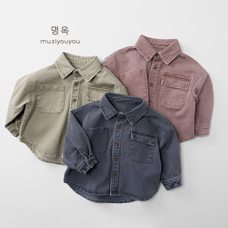 長袖シャツ・ブラウス くすみカラーコーデュロイ長袖シャツ【mh0010874】