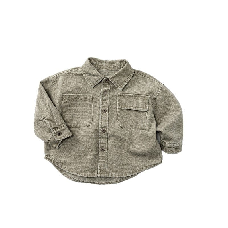 長袖シャツ・ブラウス くすみカラーコーデュロイ長袖シャツ【mh0010874】