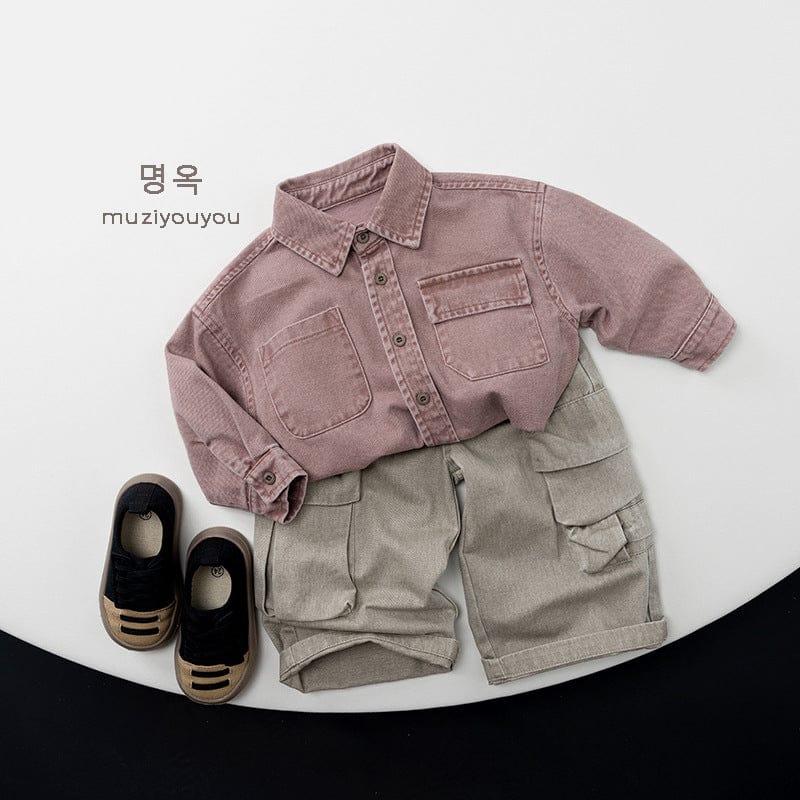 長袖シャツ・ブラウス くすみカラーコーデュロイ長袖シャツ【mh0010874】