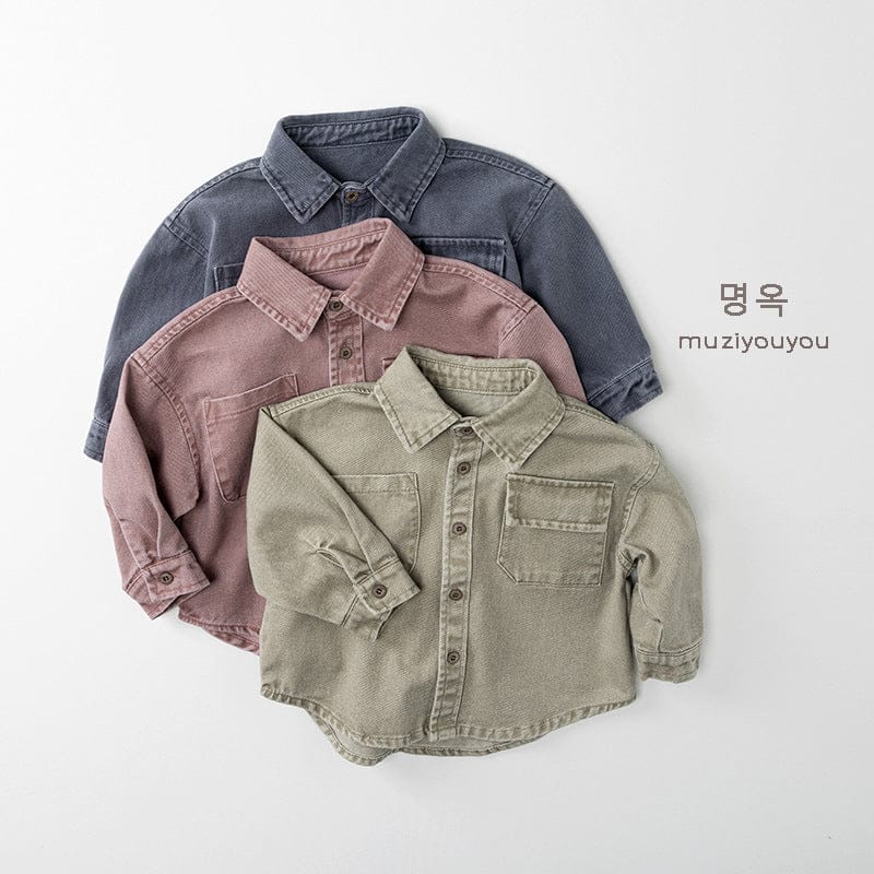 長袖シャツ・ブラウス くすみカラーコーデュロイ長袖シャツ【mh0010874】