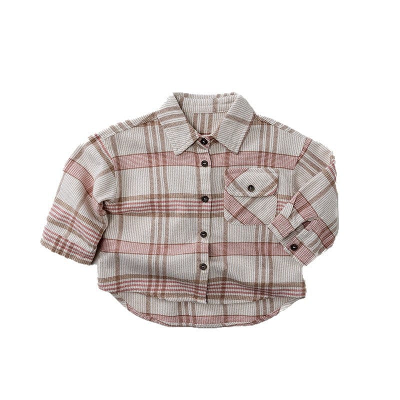 長袖シャツ・ブラウス レトロチェックルーズ長袖シャツ【mh0010877】