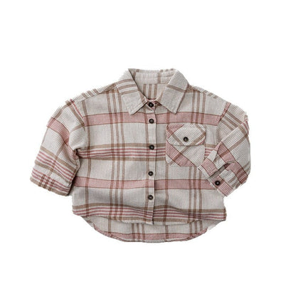 長袖シャツ・ブラウス レトロチェックルーズ長袖シャツ【mh0010877】