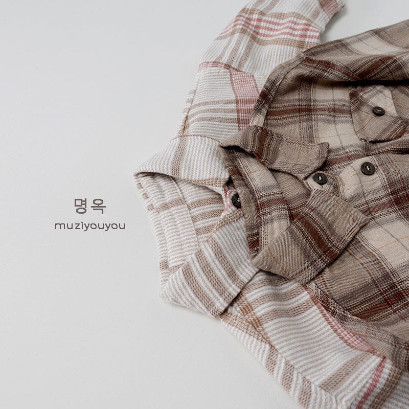 長袖シャツ・ブラウス レトロチェックルーズ長袖シャツ【mh0010877】