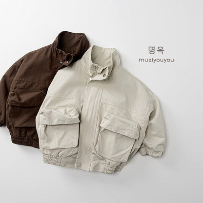 ショートコート・ジャケット・ジャンパー ビッグポケットシンプルブルゾンジャケット【mh0010882】