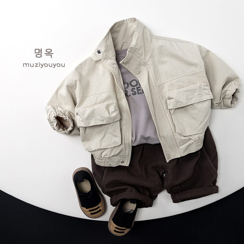 ショートコート・ジャケット・ジャンパー ビッグポケットシンプルブルゾンジャケット【mh0010882】