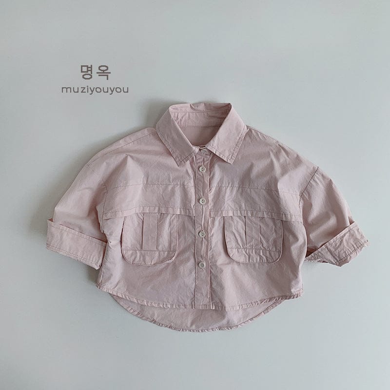 長袖シャツ・ブラウス Pink / 80cm 薄手フラップポケット長袖シャツ【mh0009575】