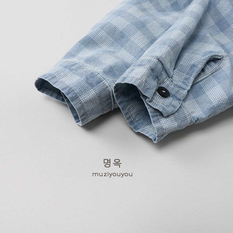 長袖シャツ・ブラウス Plaid Denim Shirt Cardigan Jacket チェック柄 デニムシャツ ジャケット【mh0012011】