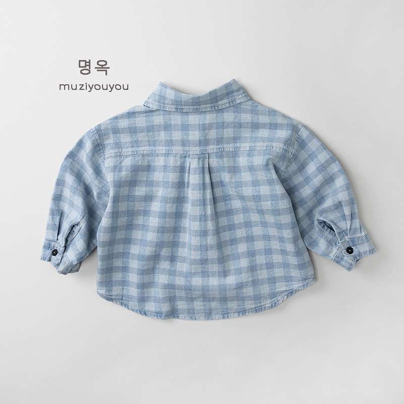 長袖シャツ・ブラウス Plaid Denim Shirt Cardigan Jacket チェック柄 デニムシャツ ジャケット【mh0012011】