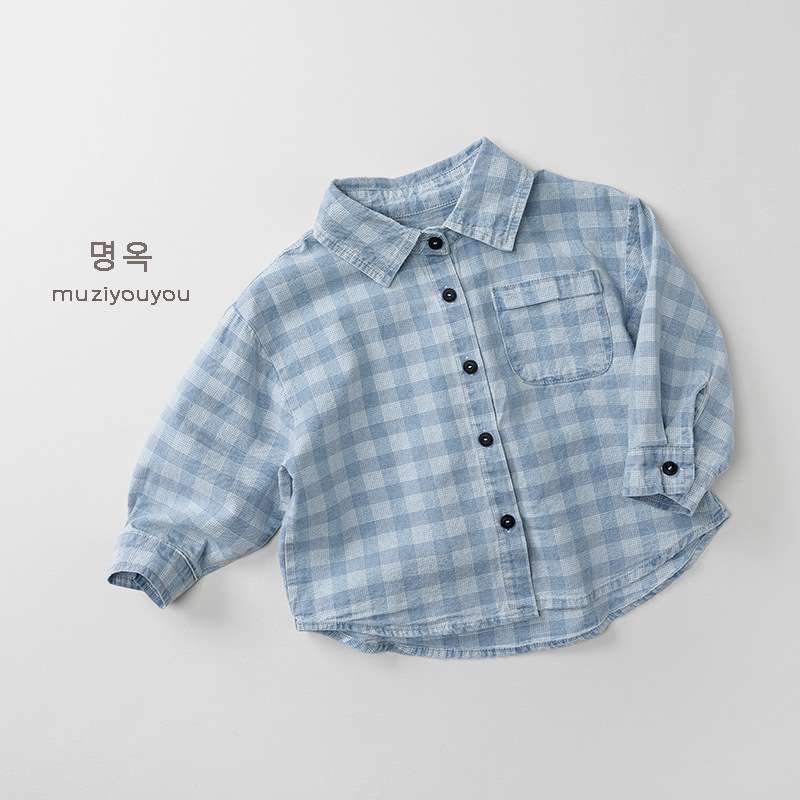 長袖シャツ・ブラウス Plaid Denim Shirt Cardigan Jacket チェック柄 デニムシャツ ジャケット【mh0012011】
