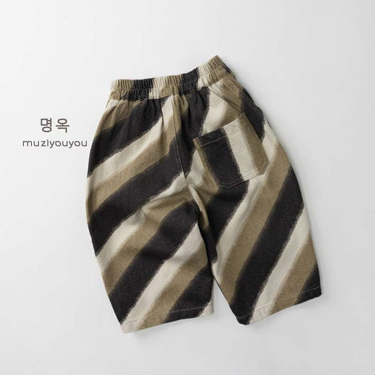 ロングパンツ・スウェットパンツ Striped Loose Cotton Slacks ストライプ柄 ルーズパンツ【mh0012012】